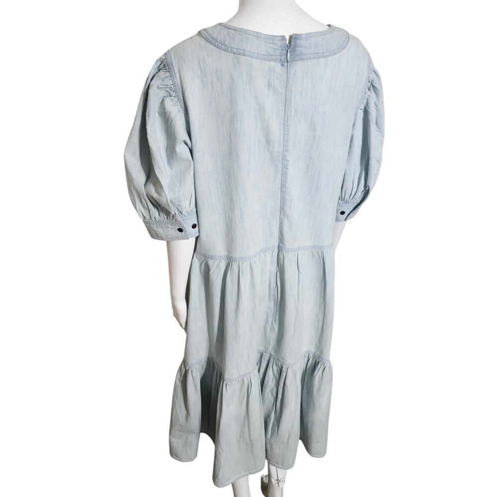 Lauren Ralph Lauren Black Label Chambray Puff-Sleeve Dress Plus Size 18W Pockets - Picture 11 of 15